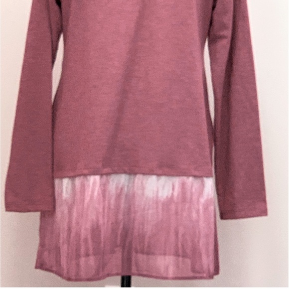 Logo by Lori Goldstein Lounge Tie Dye Pink Tunic Top with Chiffon Trim, Size S - Picture 5 of 16